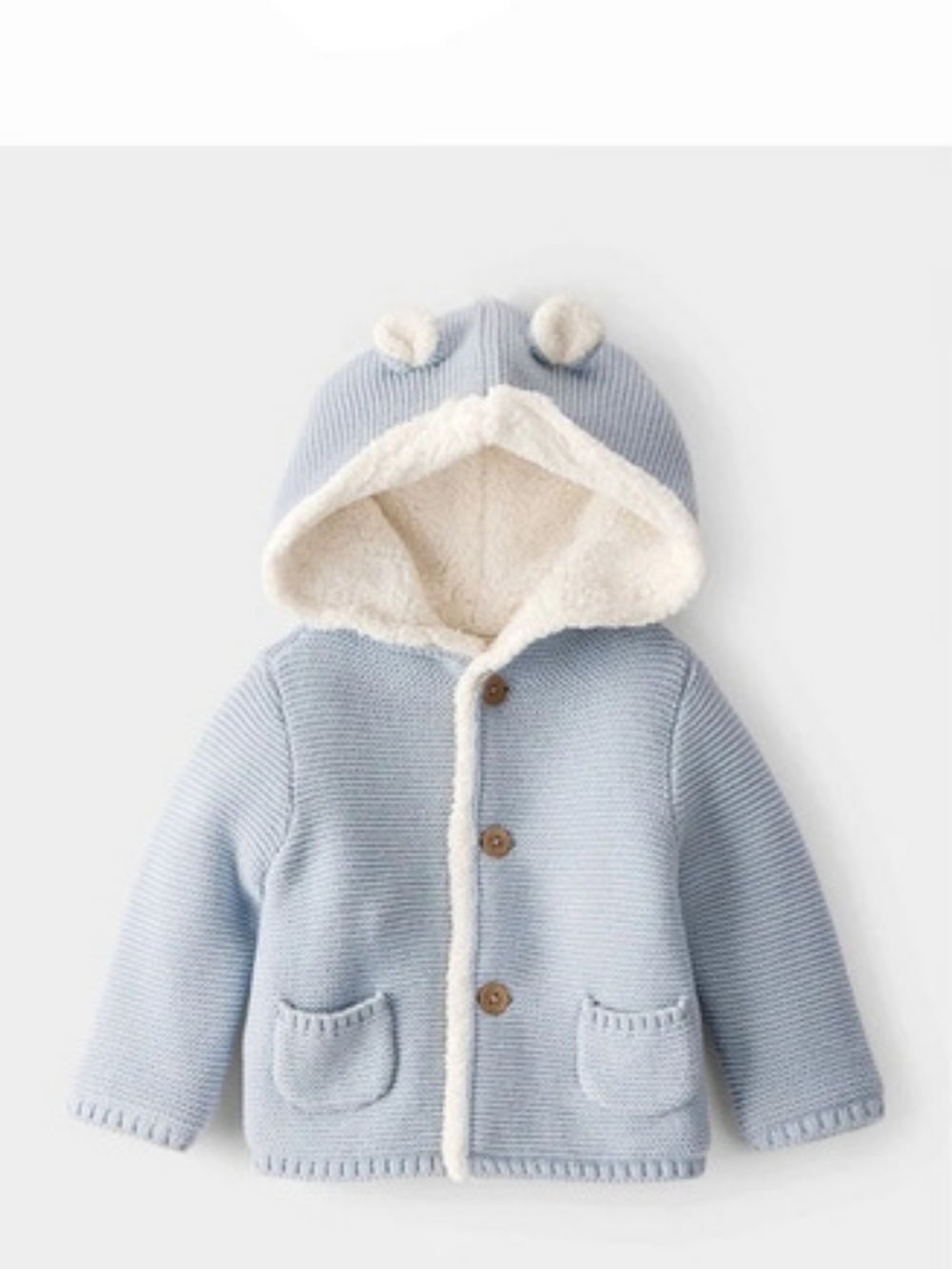 Carter's Baby Sherpa-Lined Hooded Jacket, Blue & White 18M